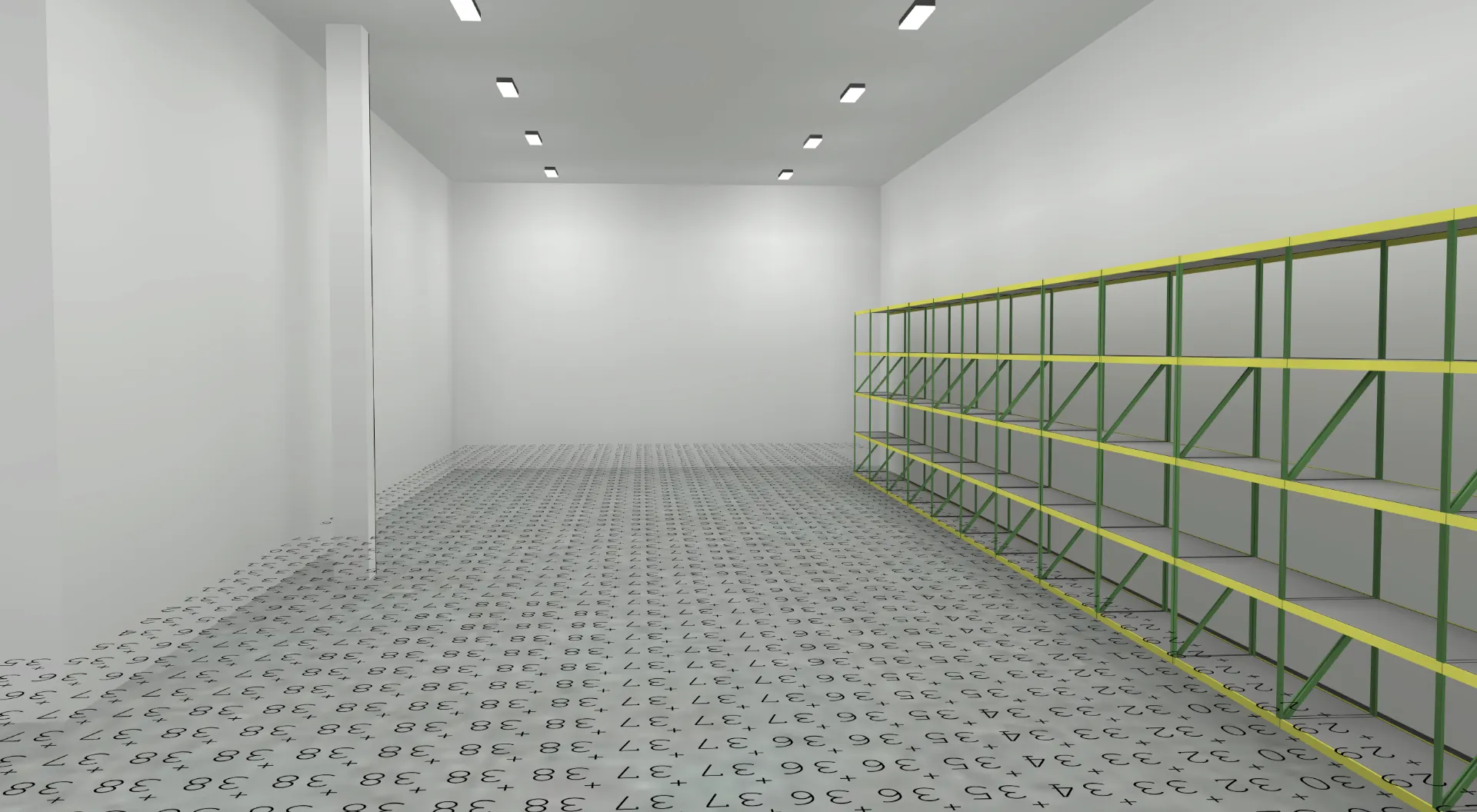 Cold Storage Racking Vertical Foot Candles Rendered Image